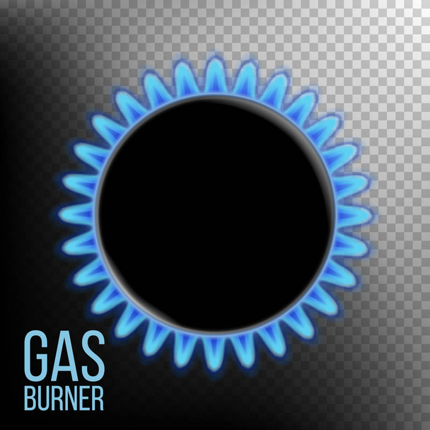 Gas Burner Vector. Burner Ring With Blue Flame. Isolated On Transparent Background Realistic Illustration - Vector, Image