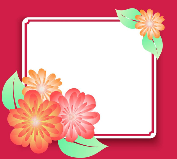 Greeting card frame with flowers. Template for invitations or messages. - Wektor, obraz