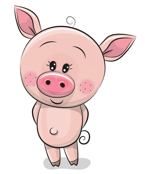 Cute Cartoon Pig isolated on a white background - Vektor, Bild