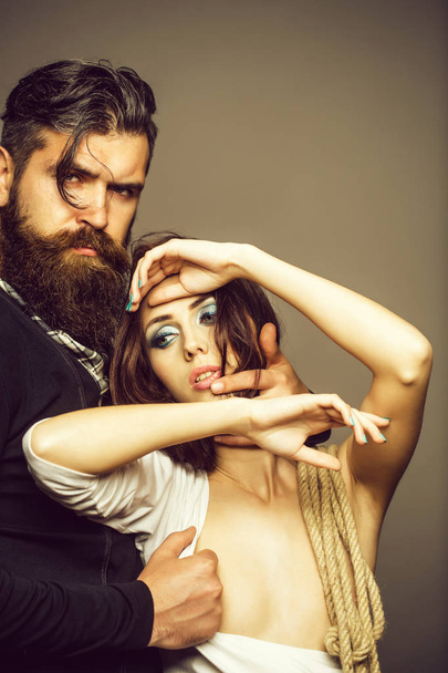 sexy couple with rope - 写真・画像