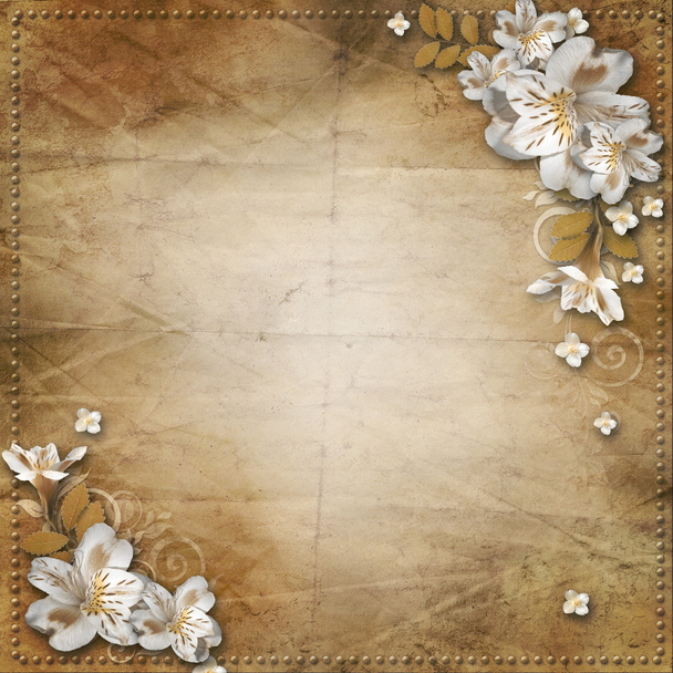 Vintage background with flowers for congratulations an - Fotografie, Obrázek