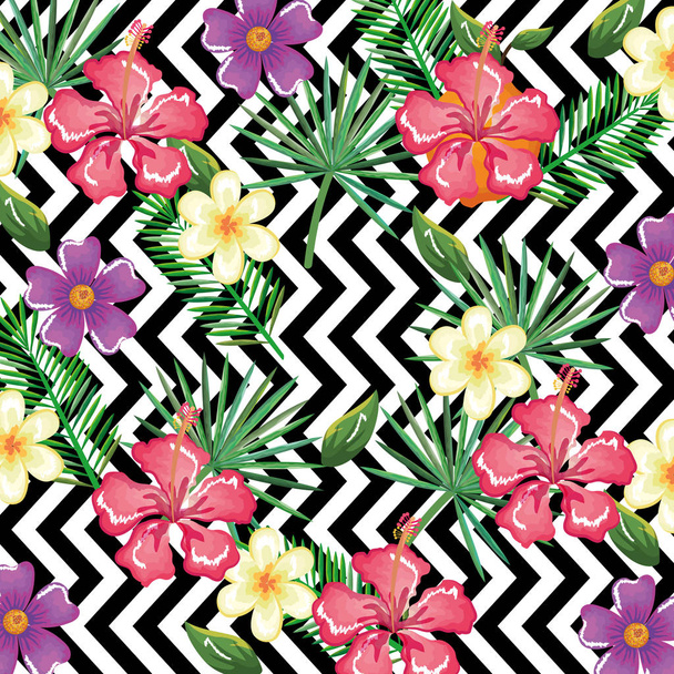 tropical flower with abstract background desktop computer isolated icon - Vektor, Bild