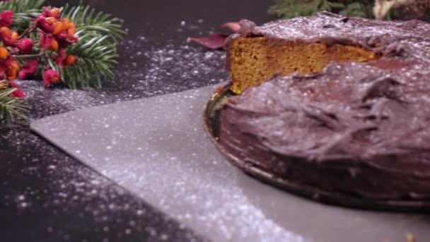 Pumpkin cake on a plate - Filmagem, Vídeo