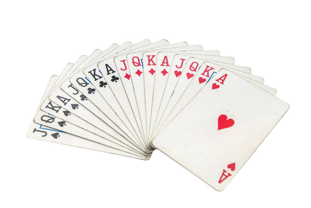 různé hrací karty, izolované na bílém - Fotografie, Obrázek