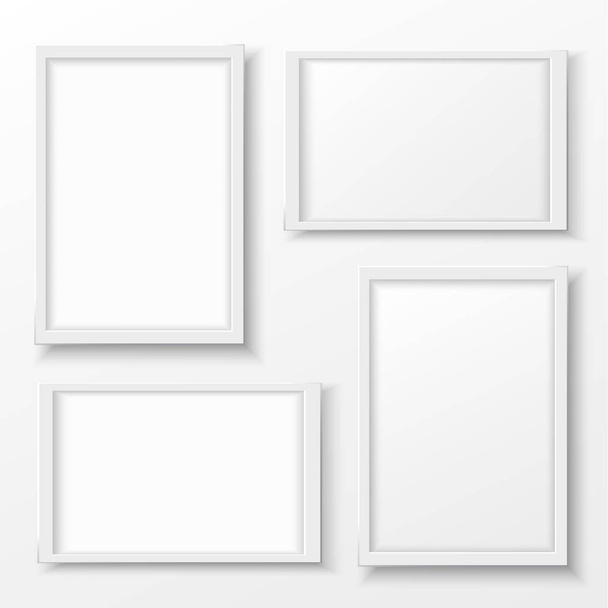 White plastic frame with shadow for text or picture - Vector, Image