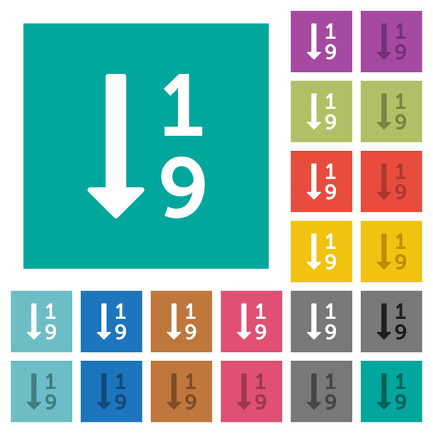 aufsteigende nummerierte Liste quadratische flache mehrfarbige Symbole - Vektor, Bild