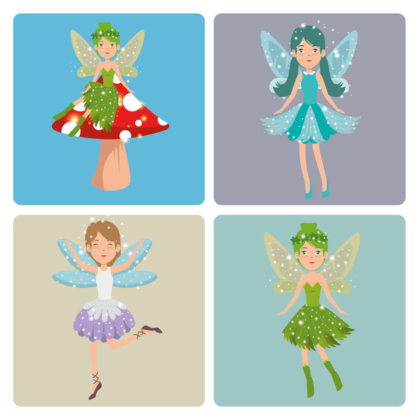 sweet and cute fairy cartoon vector illustration graphic design - Vector, Image