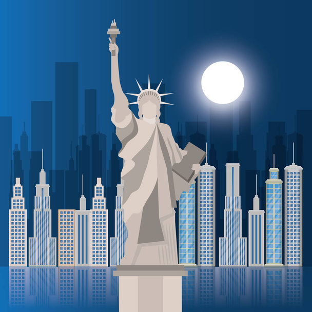 New york city standbeeld van Liberty scène - Vector, afbeelding