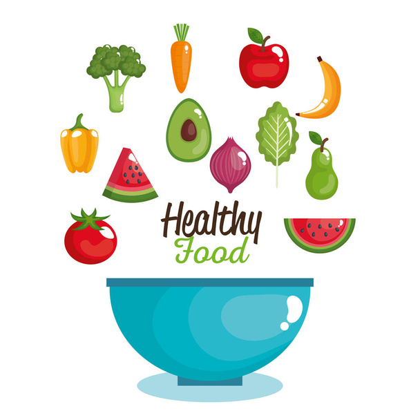 healthy food set icons - Vector, Imagen