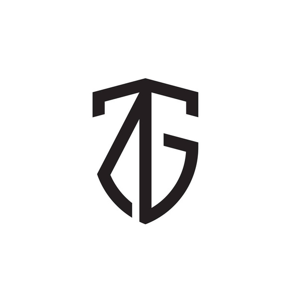 Letras iniciales línea escudo forma logo
 - Vector, Imagen
