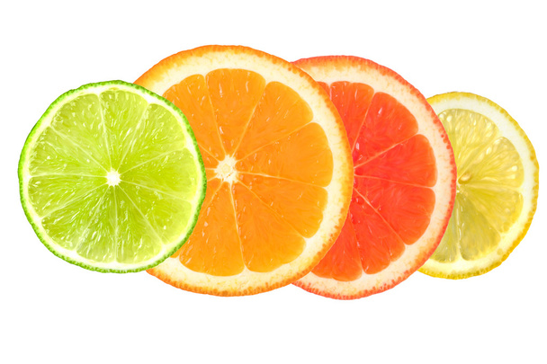 白で隔離される柑橘系の果物 - 写真・画像