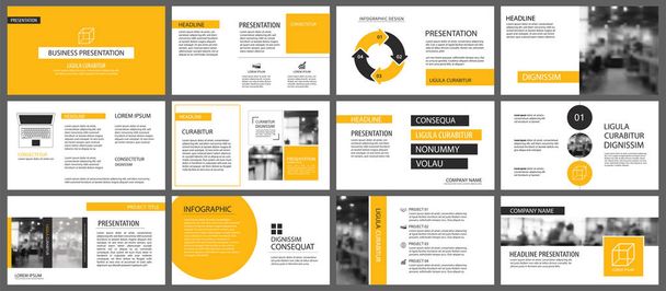 Žlutá prezentace šablony a infografiky prvky programů - Vektor, obrázek