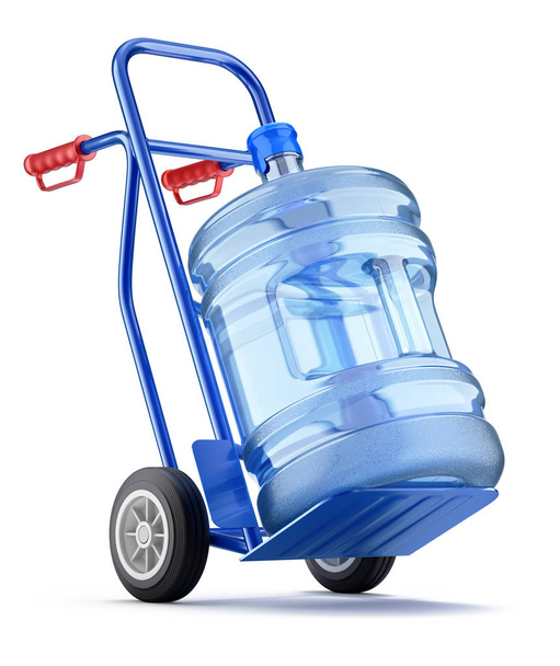 Camion à main avec bouteille de distributeur d'eau - illustration 3D
 - Photo, image