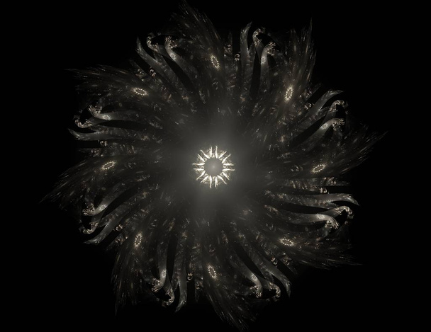 Arte fractal generado por computadora para el diseño creativo, el arte y el entretenimiento. Fondo con esferas giratorias
. - Foto, Imagen