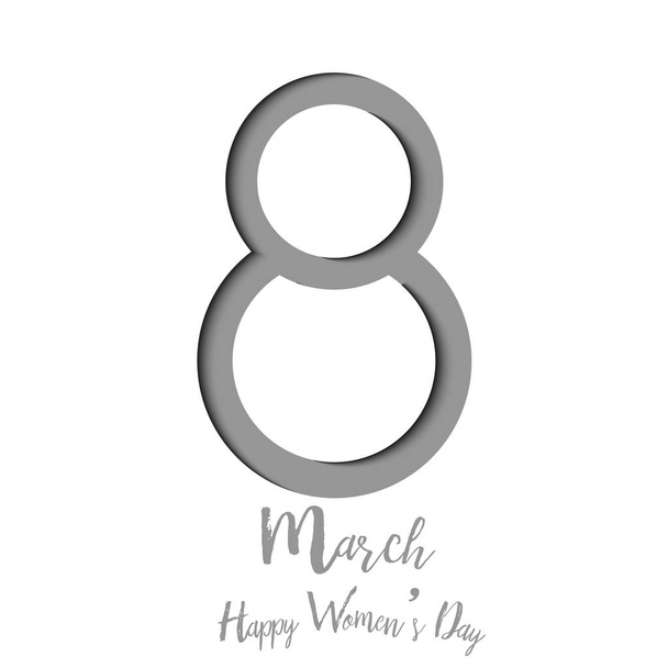8 March. Happy Women's day greeting card with handwritten text. Vector. - Vector, Image
