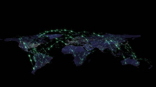 3D vykreslování nejlepší koncept globální sítě, internetu, globální komunikační, obchodní, dopravní toky. Prvky tohoto obrázku jsou podle Nasa - Fotografie, Obrázek