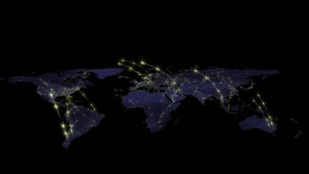 3D-Darstellung des besten Konzepts des globalen Netzwerks, des Internets, der globalen Kommunikation, des Geschäfts, der Verkehrsströme. Elemente dieses Bildes von der nasa - Foto, Bild