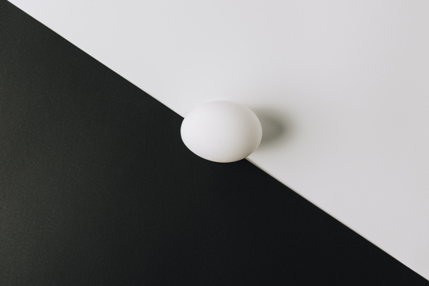 white egg laying in middle of black and white background  - Zdjęcie, obraz