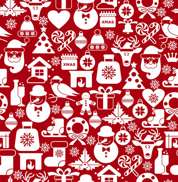 Christmas seamless pattern of icons of flat style. Background for holidays. - Διάνυσμα, εικόνα
