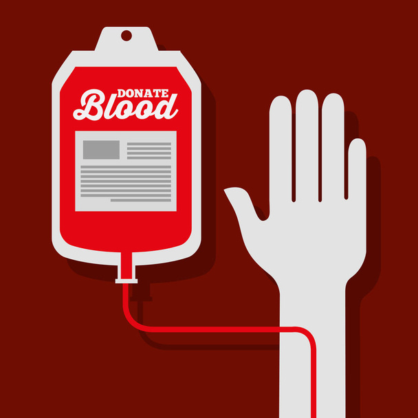 mano con bolsa intravenosa medicina de donación de sangre
 - Vector, imagen