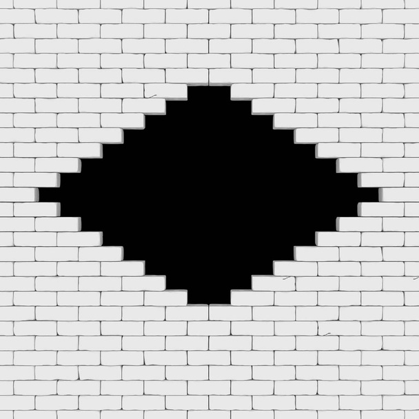 A black hole in a brick wall 3D render - Photo, Image