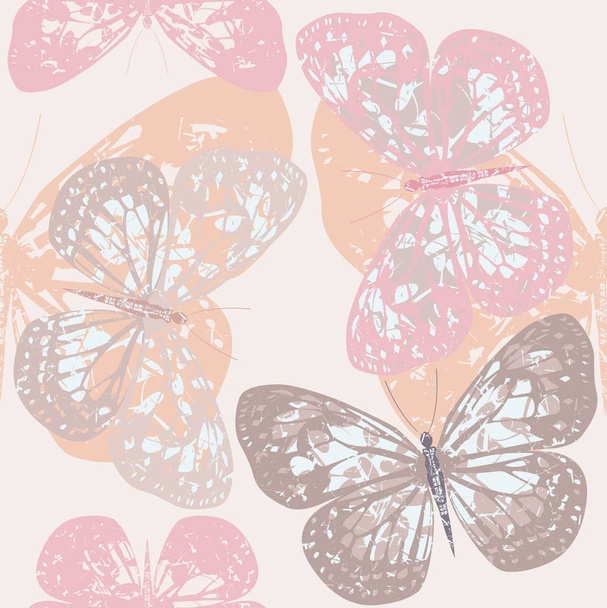Seamless pattern with cute butterflies - Vector, afbeelding