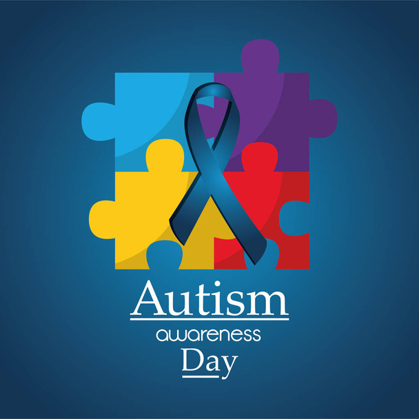Tag des Autismus-Bewusstseins Plakat medizinische Hilfe - Vektor, Bild