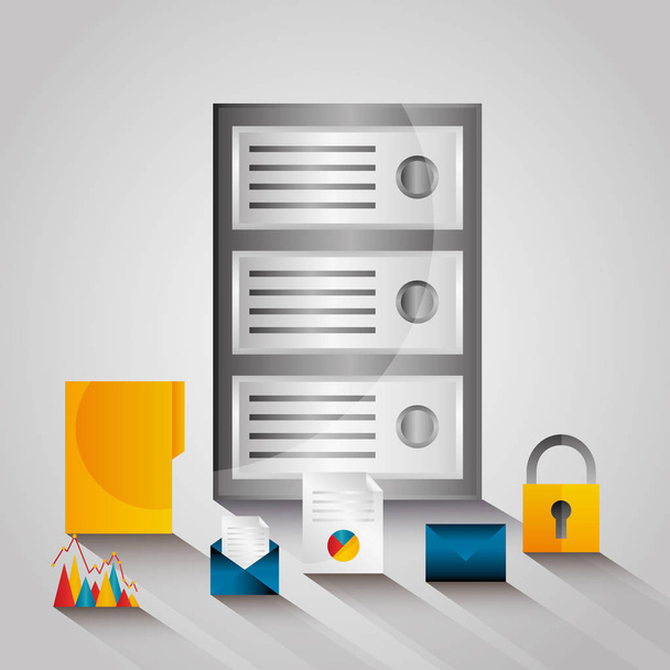 data server center technology email file security - Vector, Image