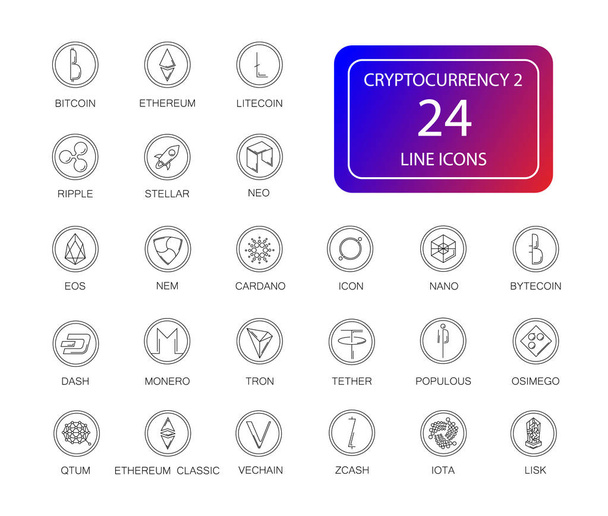 Lijn iconen set. Cryptocurrency 2 pack. Vectorillustratie - Vector, afbeelding
