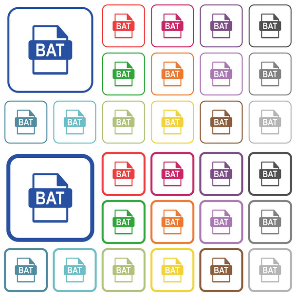 Formato de arquivo BAT delineado ícones de cor plana
 - Vetor, Imagem