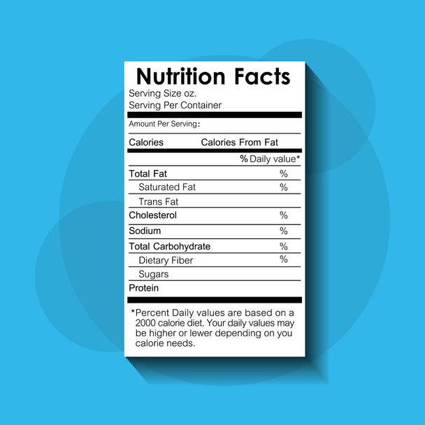Ernährung Fakten Lebensmittel empfohlene Standard-Etikett - Vektor, Bild