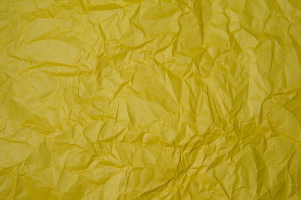 Crumpled yellow paper texture for background - Photo, Image