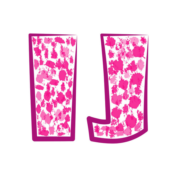 English pink letter I, J on a white background. Vector illustration. - Vektor, kép