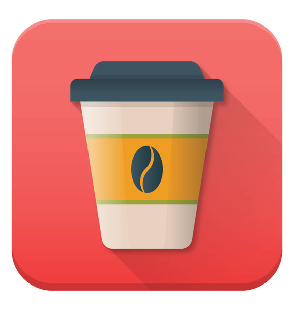 A disposable coffee cup, flat icon design representing break time - Vektör, Görsel