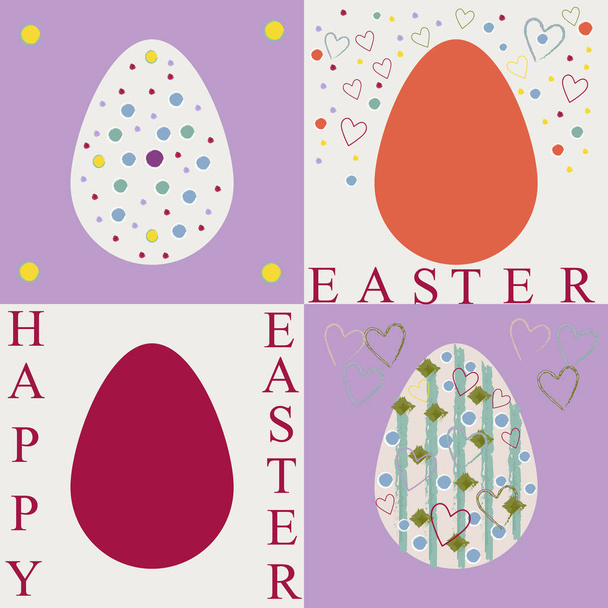 Buona Pasqua! Set delle uova di Pasqua su fondo chiaro con coriandoli. Lettere rosse
. - Vettoriali, immagini