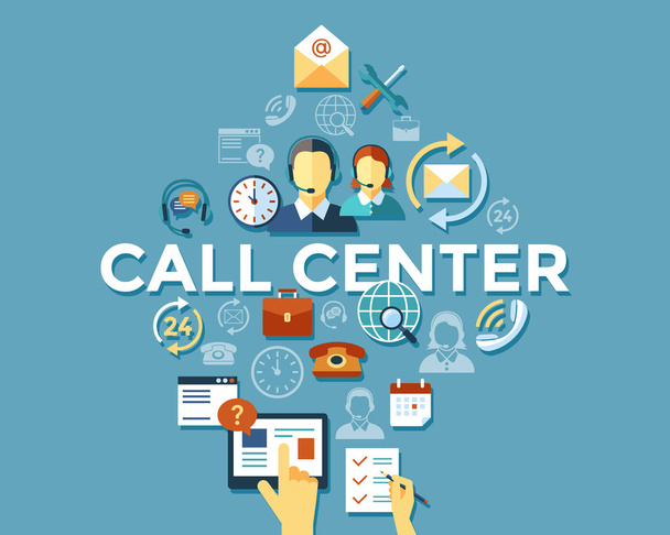Digital call center and customer support objects - Vector, afbeelding