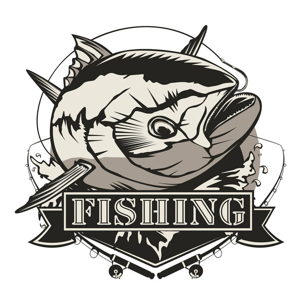 Thunfisch-Logo retro - Vektor, Bild