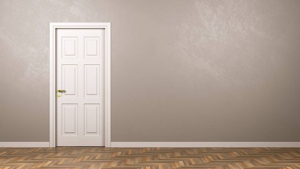 Закрытая белая дверь в комнате с копировальным пространством
 - Фото, изображение
