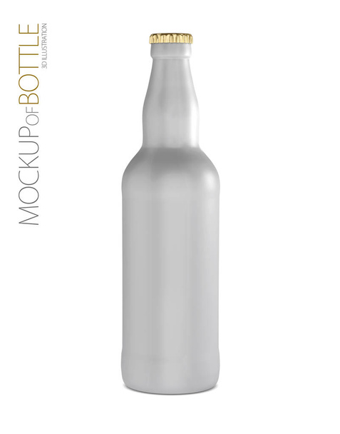 garrafa de cerveja lager Mockup com tampa de ouro, isolado no fundo branco, ilustração 3d
 - Foto, Imagem