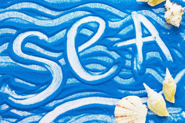 Inscription on a colorful sand - Φωτογραφία, εικόνα