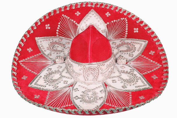 isolated red sombrero in white background - Photo, Image