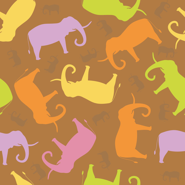 Seamless pattern with elephants - Vector, Image