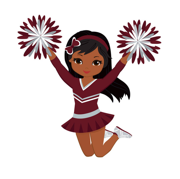 Cheerleader punaruskea ja hopeinen univormu Pom Poms. Vector kuva eristetty valkoisella taustalla
. - Vektori, kuva