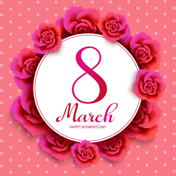 Feliz día de las mujeres 8 de marzo con rosas. Fondos de pantalla, volantes, invitat
 - Vector, Imagen