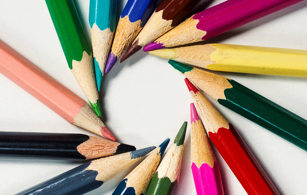 Color pencils on a white background - Foto, Imagem
