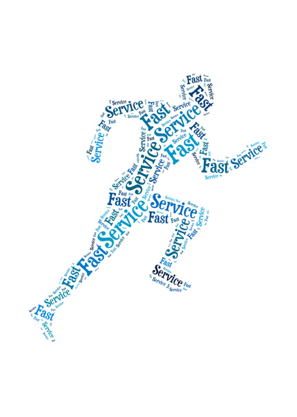 Fast Service words on man running symbol, symbolizing speedy cus - Photo, Image