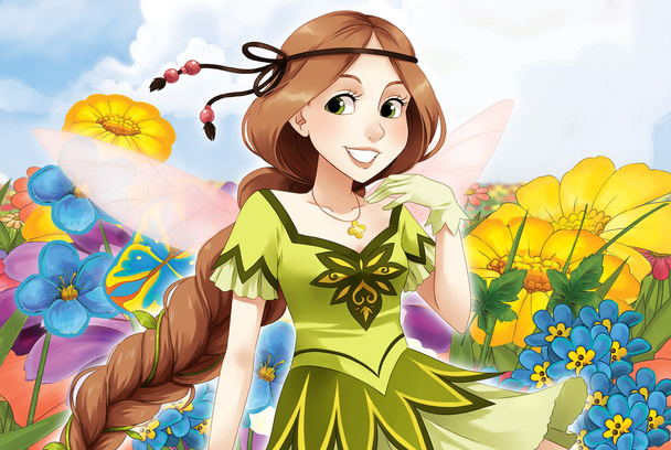 The fairy - Beautiful Manga Girl - illustration - Foto, Bild