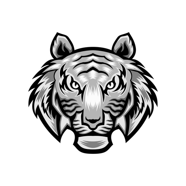 Tiger Head vector illustration Cinza
 - Vetor, Imagem