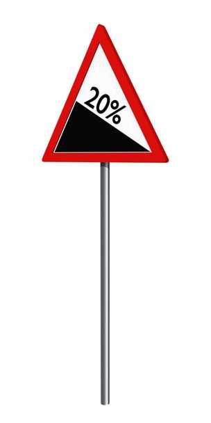 German traffic sign: 20% gradient, isolated on white - Photo, Image