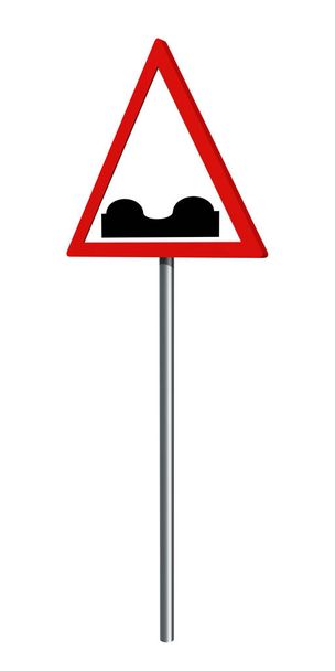 Panneau de signalisation allemand : surface rugueuse de la route, isolé sur blanc
 - Photo, image